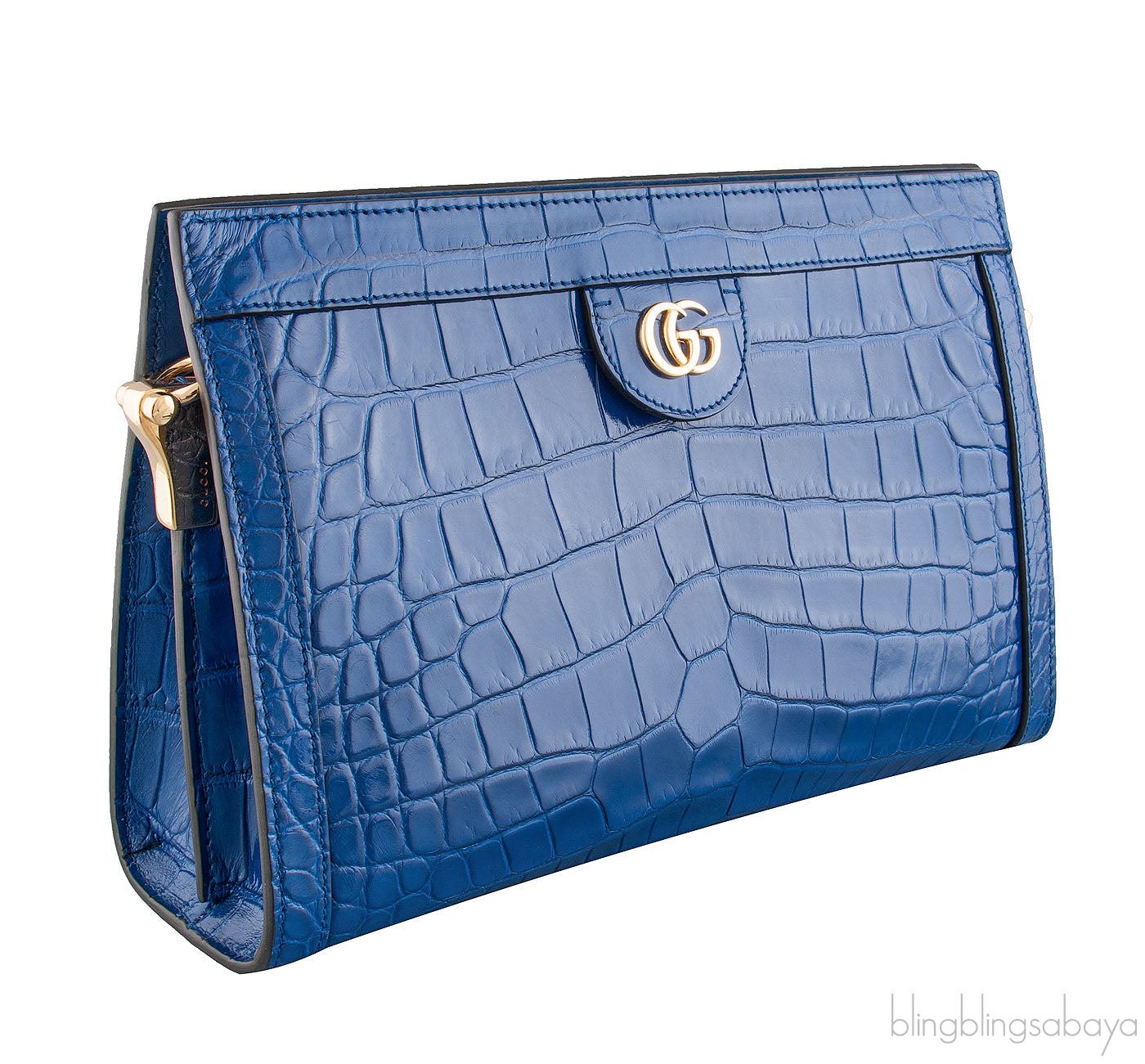 Ophidia Crocodile Blue Shoulder Bag