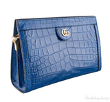 Ophidia Crocodile Blue Shoulder Bag