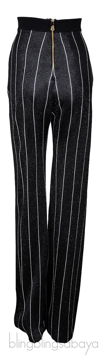 Black Stripe Knit Stretch Trouser
