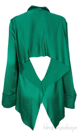 Green Cut-out Back Long Sleeve Shirt