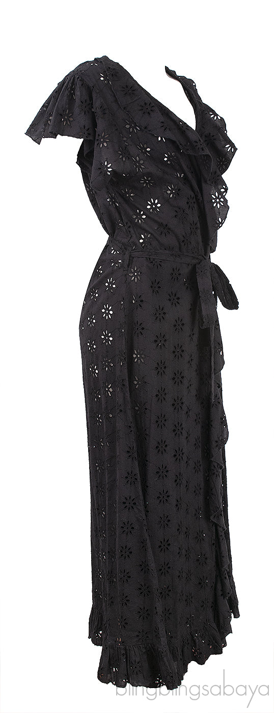 Brianna Ruffled Broderie Anglaise Wrap Midi Dress