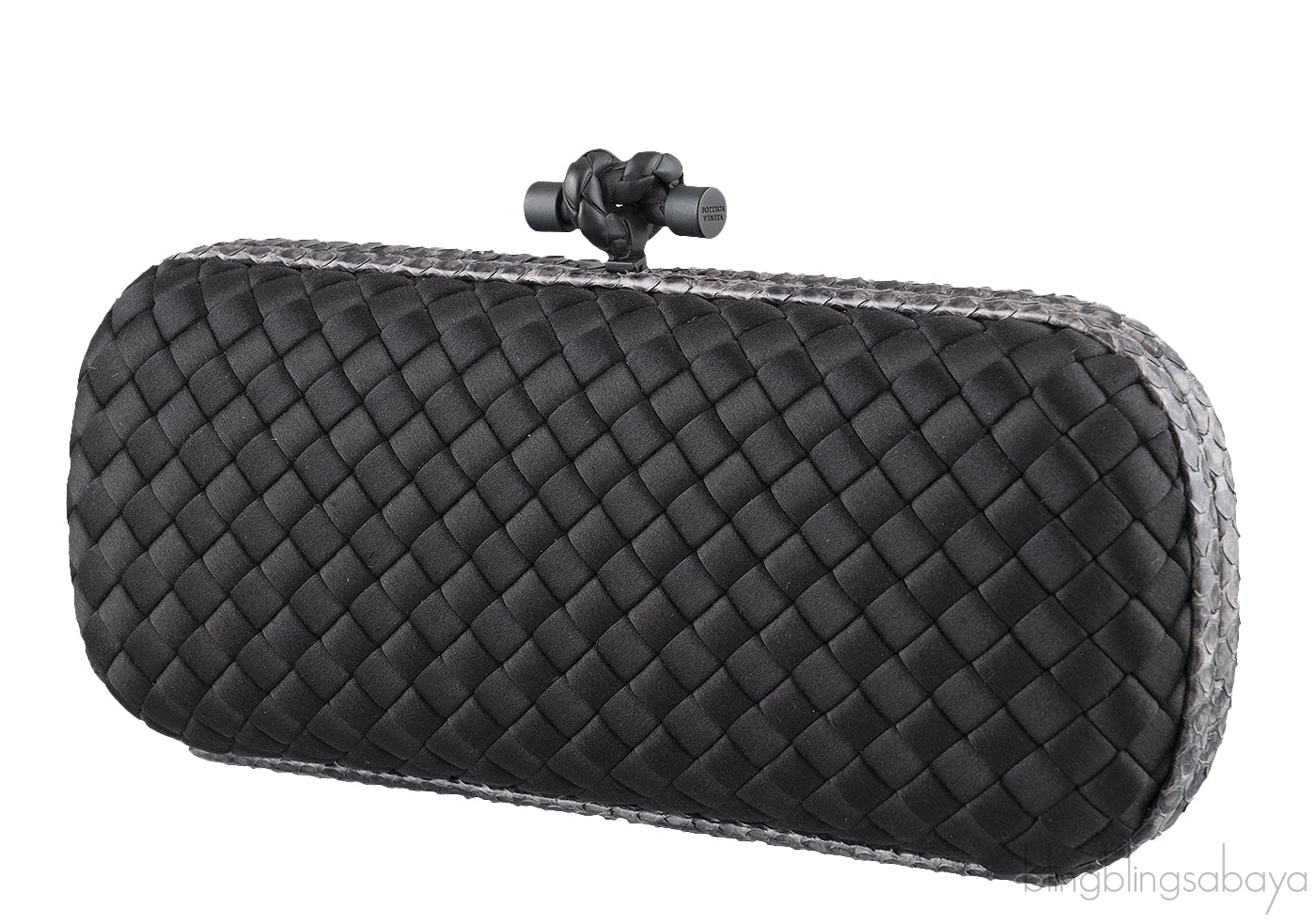Black Intrecciato Snake Trim Clutch