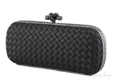 Black Intrecciato Snake Trim Clutch