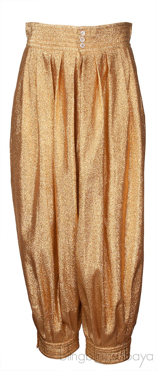 Metallic Gold Lurex Crepe Bloomer Pants