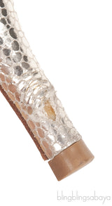 Silver Glittery Peep Toe Pump