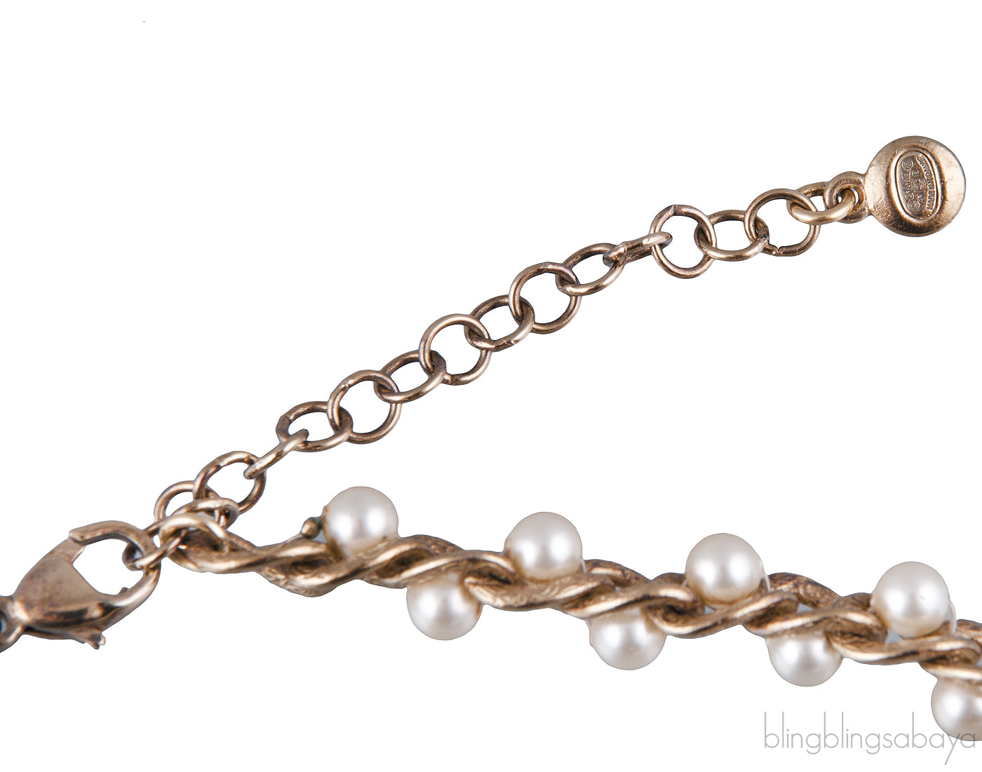 Lion CC Faux Pearl Crystal Necklace