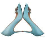 Eufrasia Teal Satin Crystal Heels