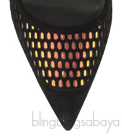 Metallic Gold Perforated Heels