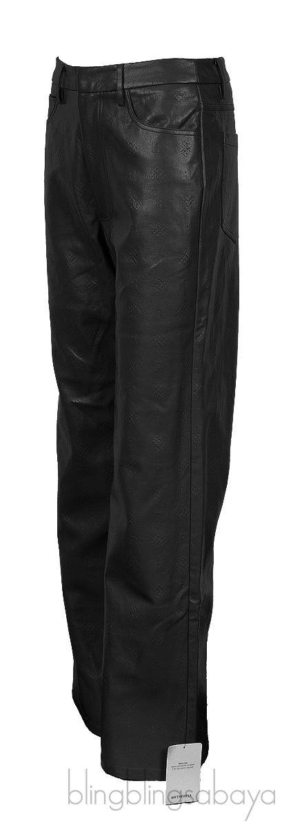 Black Logo Pants Faux Leather