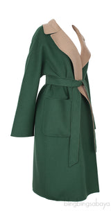 Emerald and Brown Reversible Wool Coat