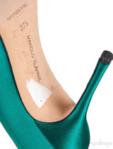 Emerald Green Crystal Satin Heels