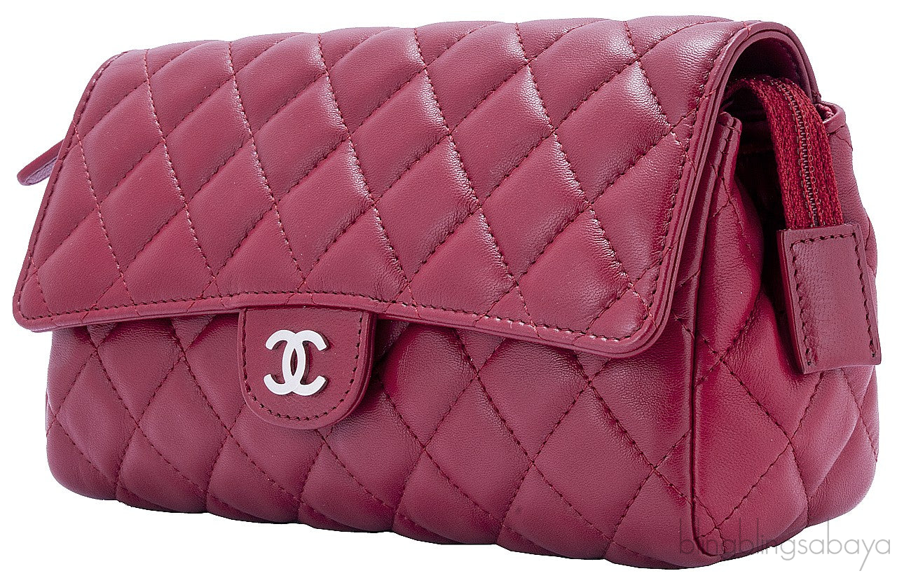 Red Quilted Cosmetic Pouch