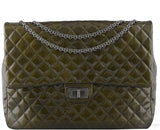 2.55 Olive Green Patent Quilted Flap XL