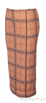 Checkered Printed Stretch Skirt