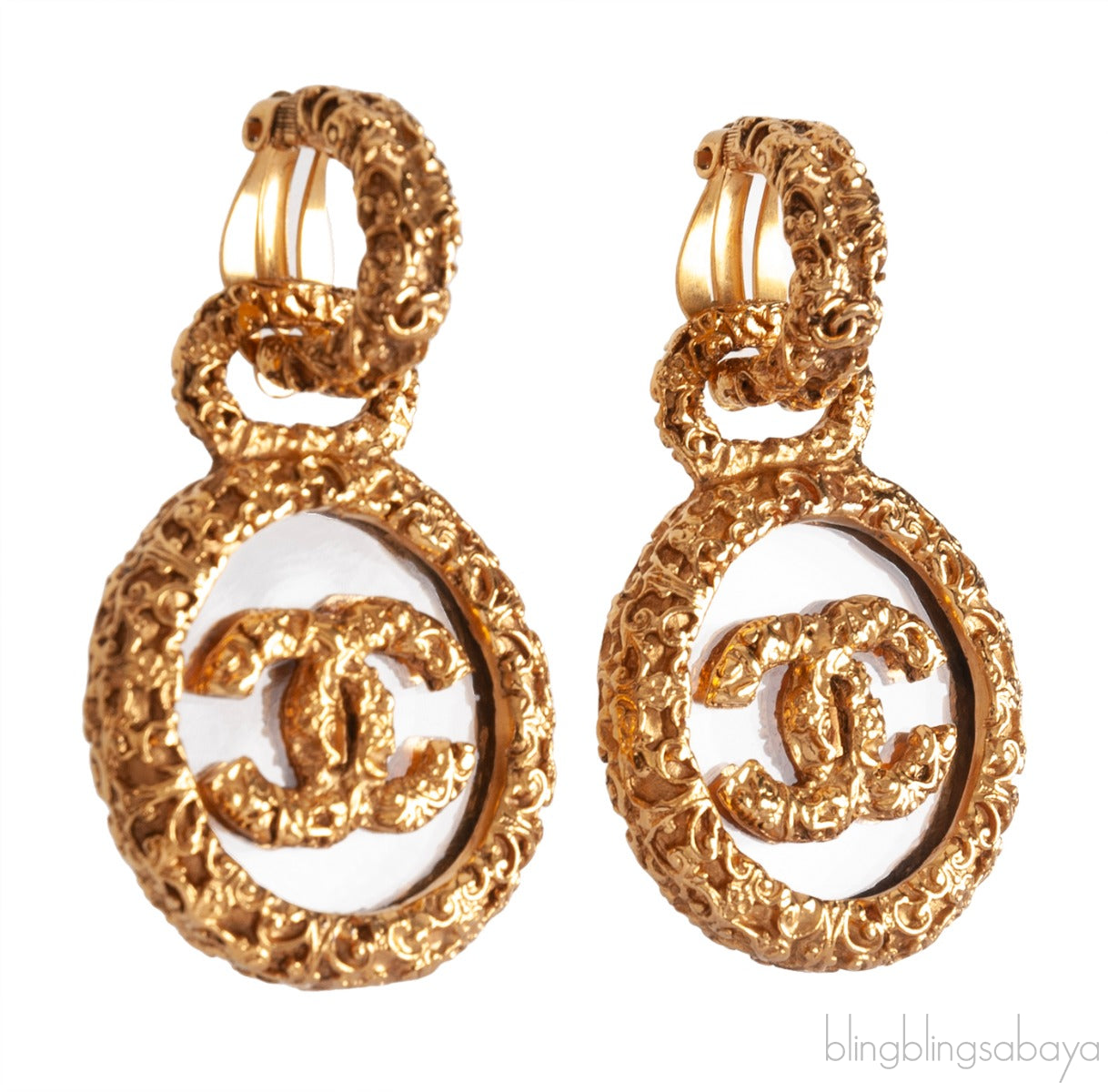 Vintage CC Round Dangling Earrings