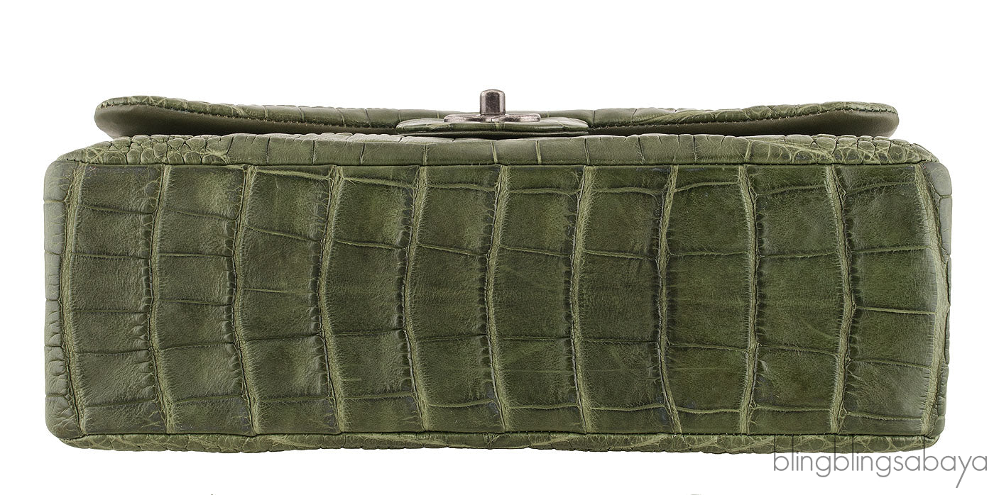 Classic Crocodile Jumbo Flap Bag