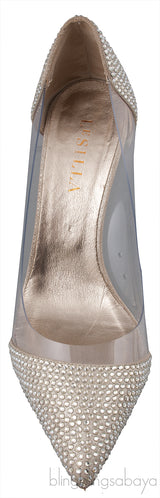 PVC Light Gold Crystal Heels