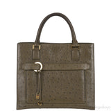 Olive Green Ostrich Top Handle Bag