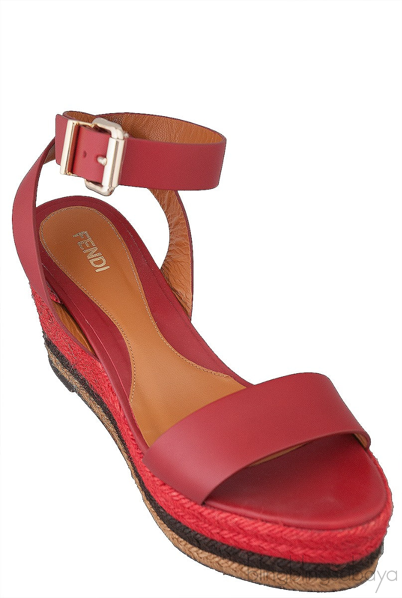 Red Wedge Platform Sandals