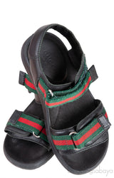Black Strappy Web Kids Sandals