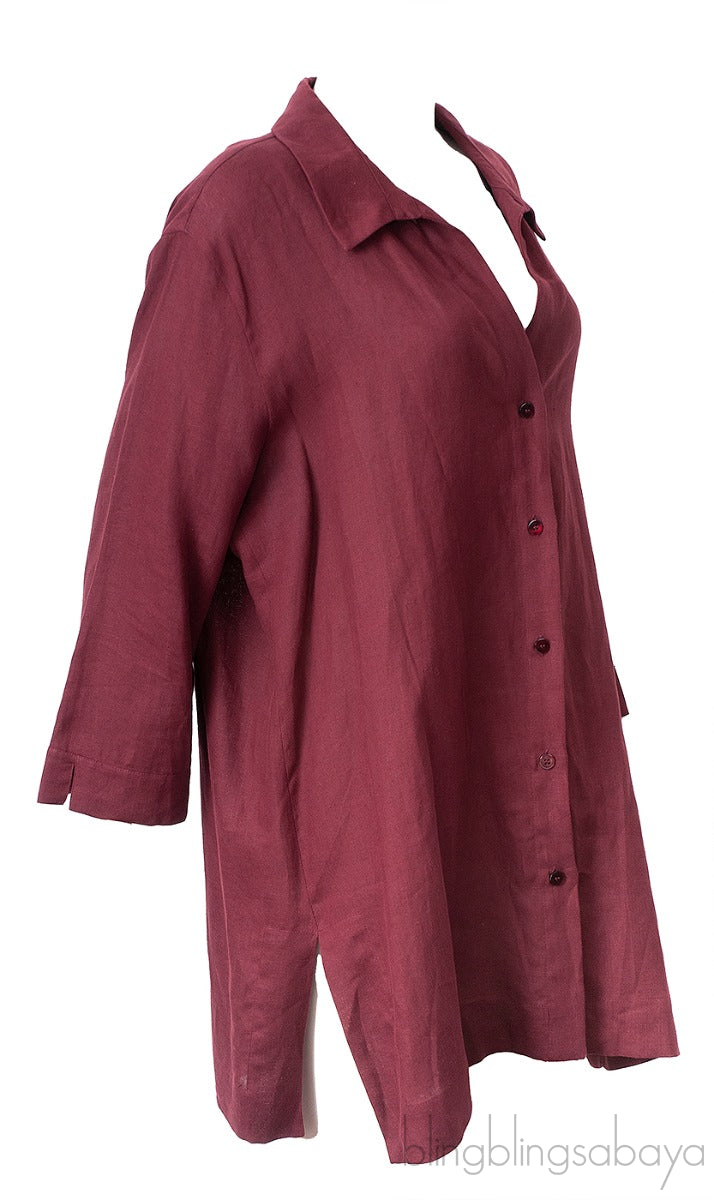 Maroon Linen Shirt