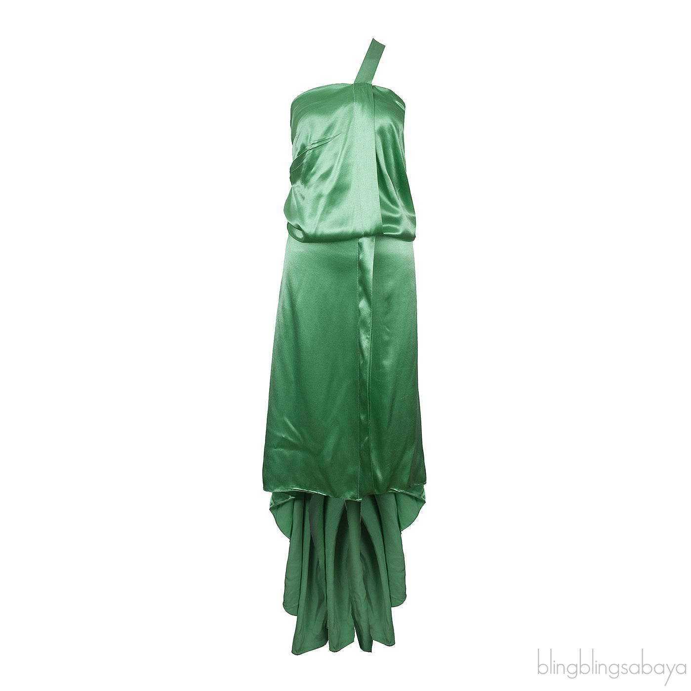 Apple Green Satin One Shoulder Dress