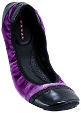 Prada Velvet Purple & Black Sport Ballet Flats