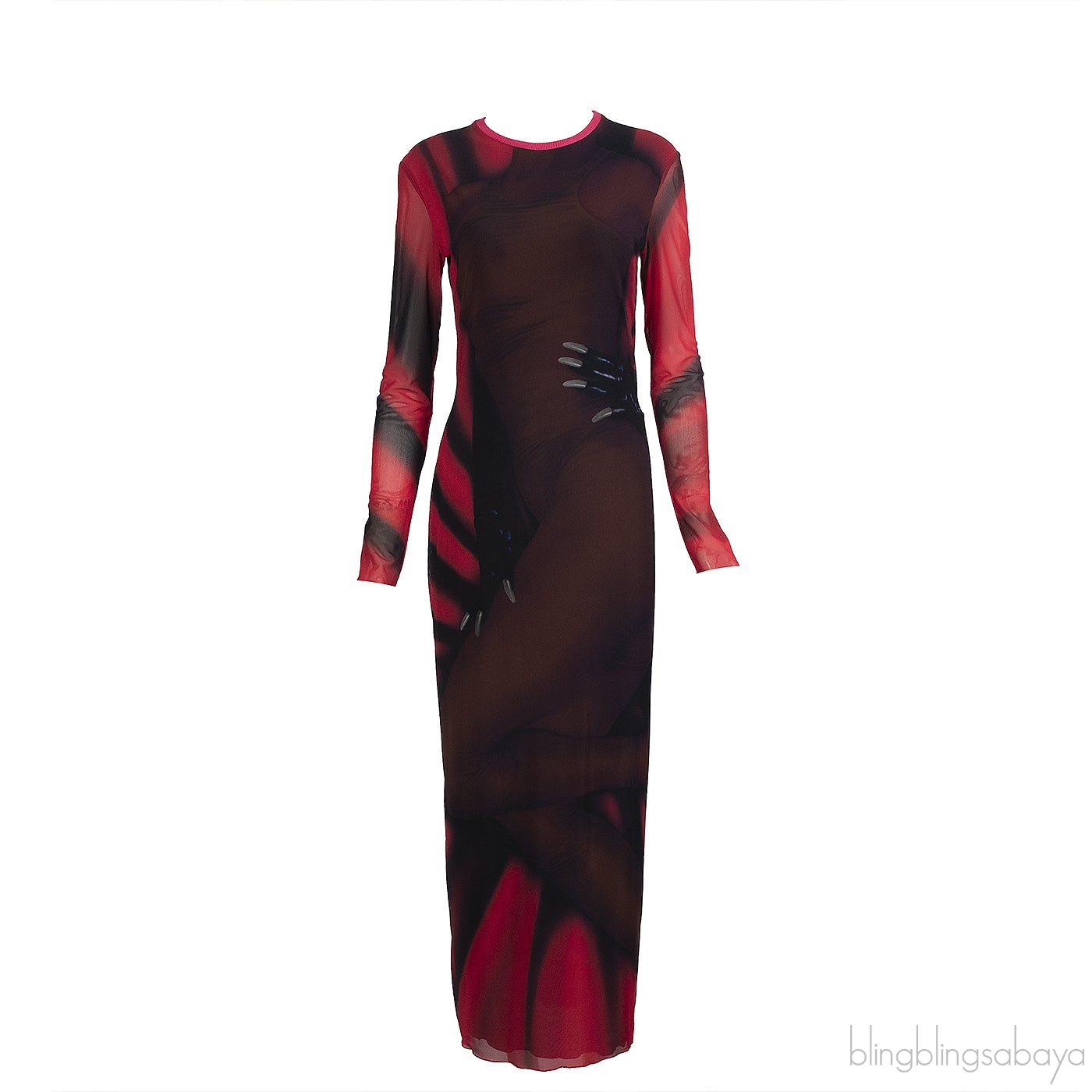 Loewe Mesh Hand Print Stretch Maxi Dress