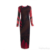 Loewe Mesh Hand Print Stretch Maxi Dress