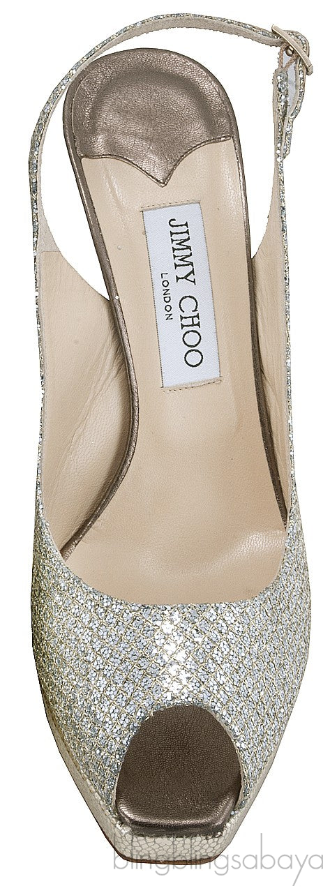 Champagne Glitter Mesh Slingback