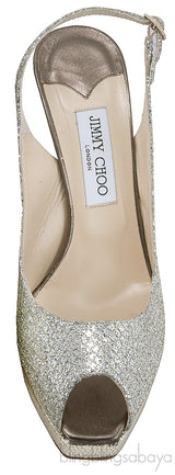 Champagne Glitter Mesh Slingback