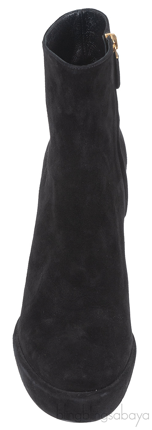 Prada Black Velvet Platform Boots