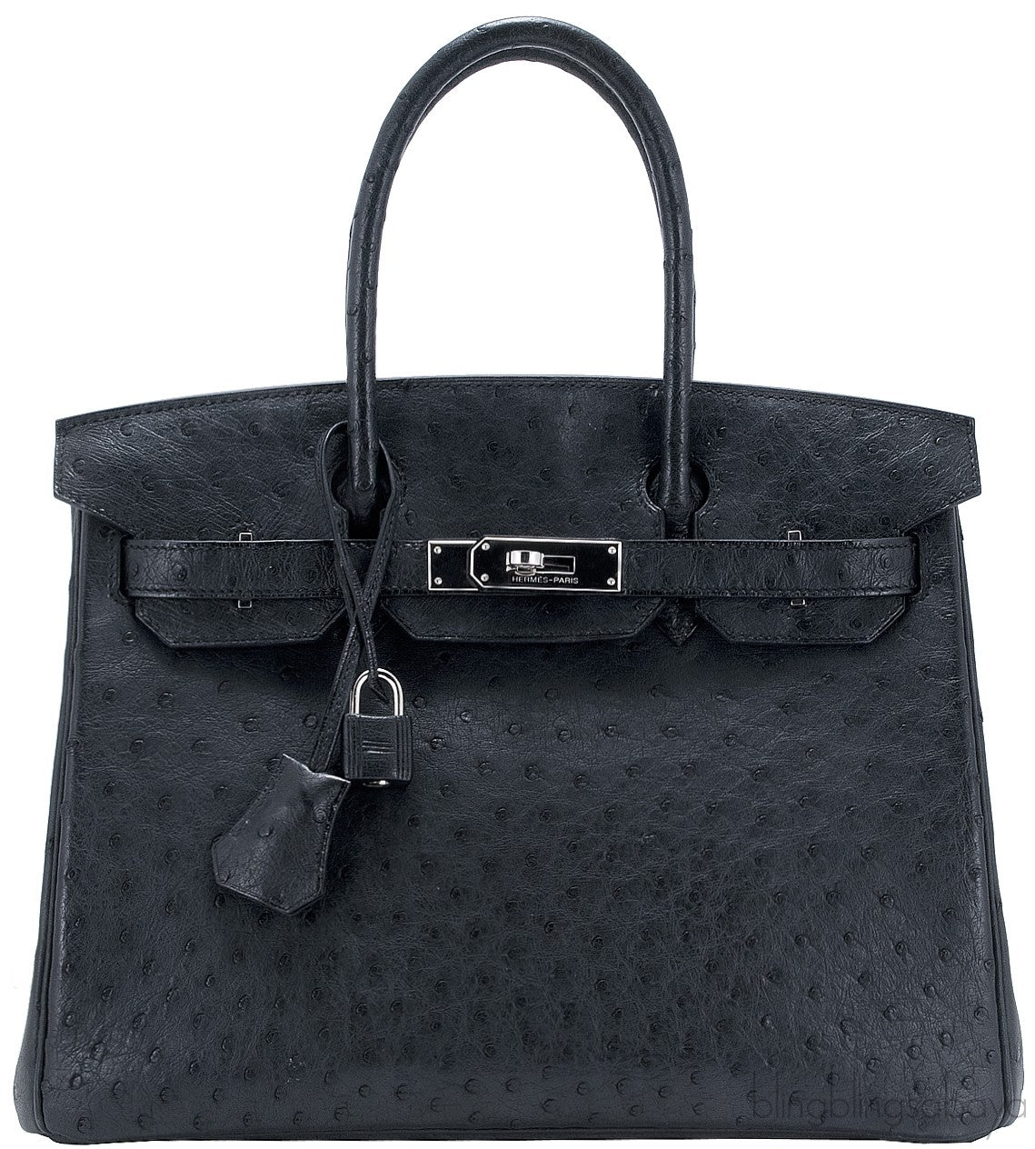 Birkin 30 Black Ostrich PHW