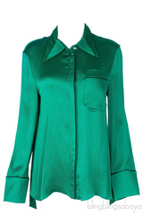 Green Cut-out Back Long Sleeve Shirt