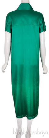 Emerald Satin Judo Wrap Dress