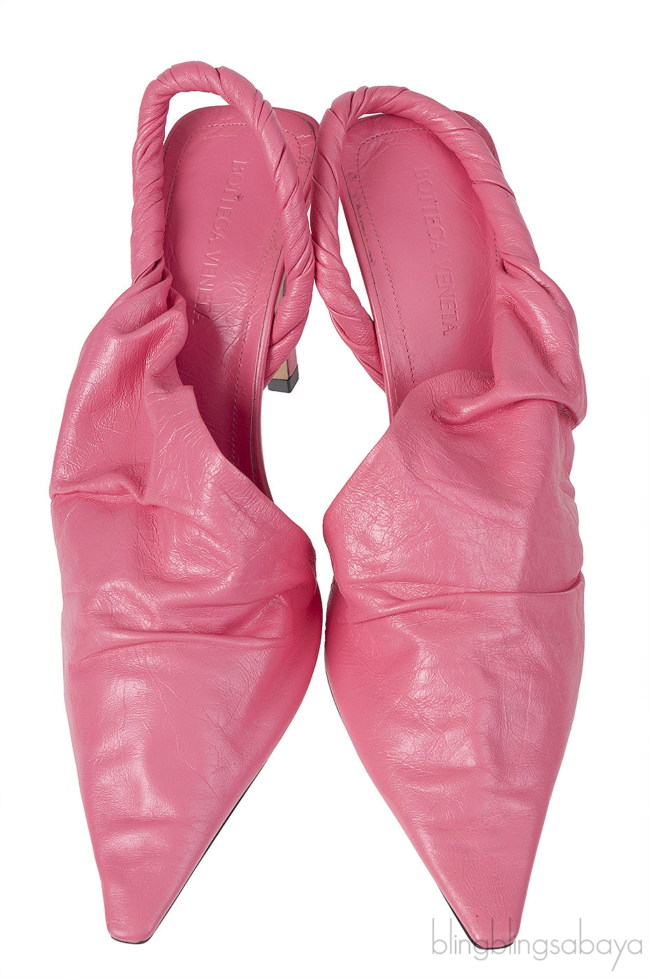 Bottega Veneta Pink Point Leather Slingback Pumps