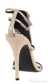 Giuseppe Zanotti Python Embossed Beige Crystal Sandals