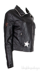Black Crystal & Star Patch Emb Jacket