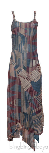 Multicolor Asymmetrical Hem Sleeveless Dress
