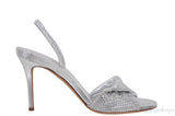 Giuseppe Zanotti Silver Crystal Embellished Vamp Slingback