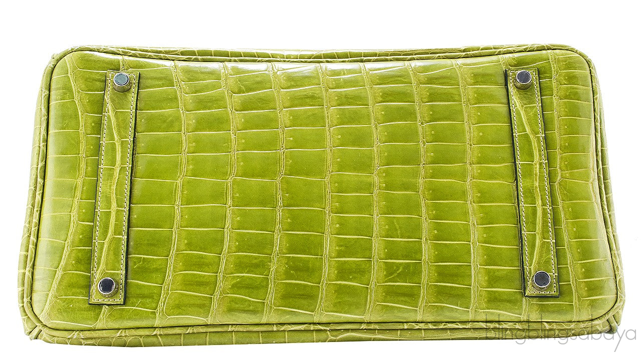 Birkin 35 Vert Anis Porosus PHW