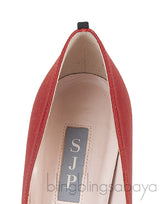 Sarah Jessica Parker Red Satin Crystal Embellished Heels