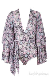 Multicolor Printed Bodysuit  w/ Belt