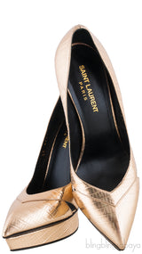 Gold Lizard Print Pointed Pump