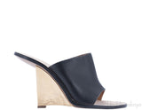 Hammered Gold Tone Wedge Mule