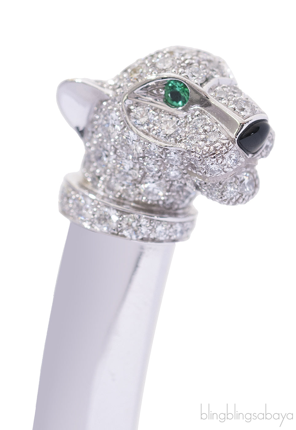 Cartier Panthere White Gold Emerald Onyx Diamond De Cartier Bracelet