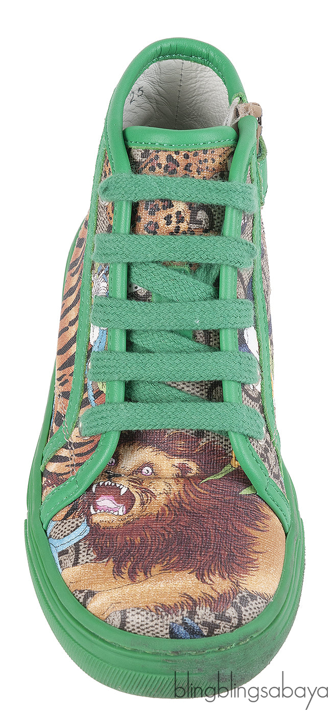 Gucci Green Safari Kids Sneakers