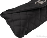 Black Quilted Satin Halfmoon Clutch