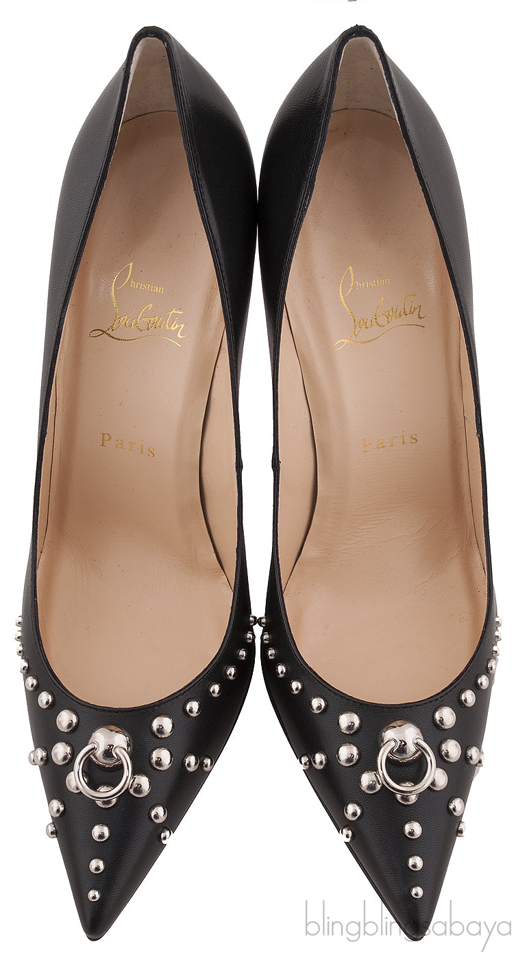 Black Knock Studs Pointed Heels