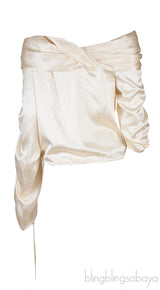 Pale Yellow Off-shoulder Blouse